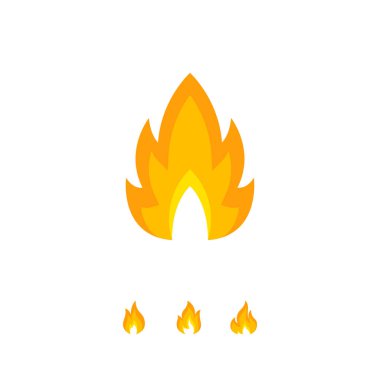 Beyaz arka planda izole edilmiş turuncu ve sarı dalgalı ateş şablonu