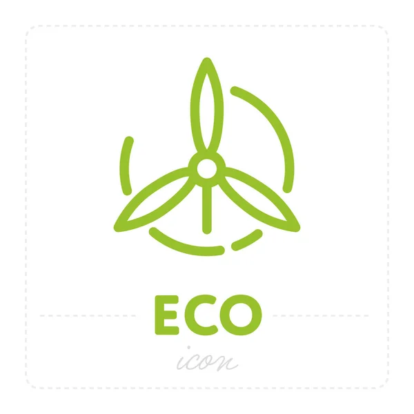 绿色简约图标 有风车可供选择的能源 白色背景的环保标签 — 图库矢量图片