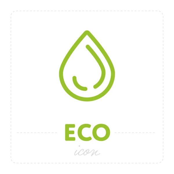 Ecologie Icoon Van Eenvoudige Groene Druppel Water Eco Label Witte — Stockvector