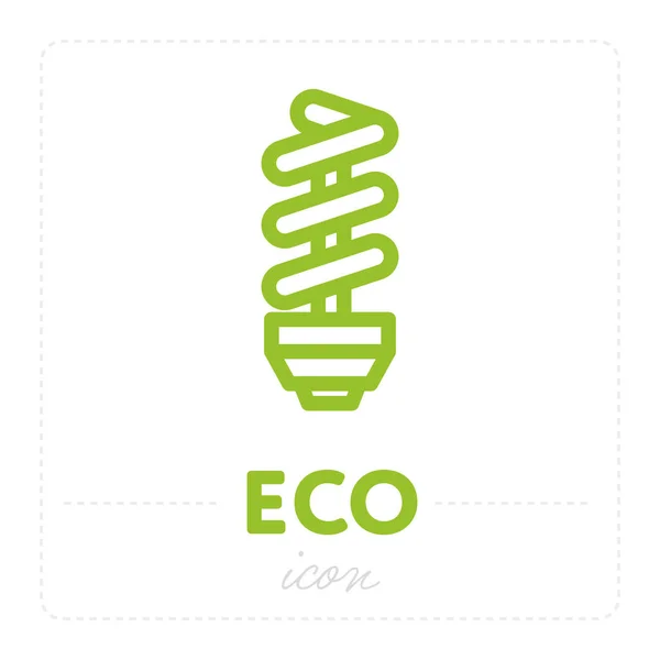 Eenvoudige Ecologie Icoon Met Energiebesparende Lamp Groene Kleur Witte Achtergrond — Stockvector