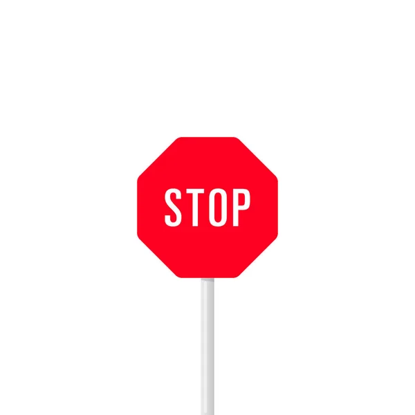 Diseño Minimalista Signo Color Rojo Con Palabra Stop Aislado Sobre — Vector de stock