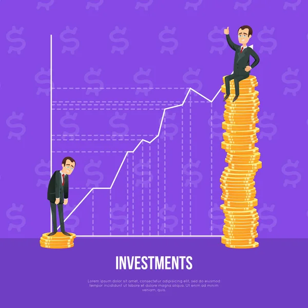 Concept Finance Investir Avec Des Hommes Affaires Tristes Heureux Sur — Image vectorielle