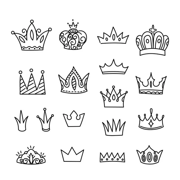 Crown Big Collection Isolated Crown Vector Icon White Background — Stock Vector