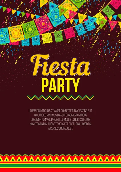 Design Vetorial Cartaz Promocional Vívido Sobre Festa Fiesta Cores Brilhantes — Vetor de Stock