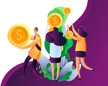 Para büyümesi. Bankada mevduat madeni parayla bitki yetiştirme kavramı