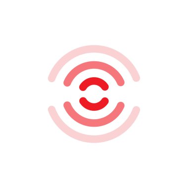 Kalın eğimli kırmızı daireler şık bağlantı sembolü oluşturuyor