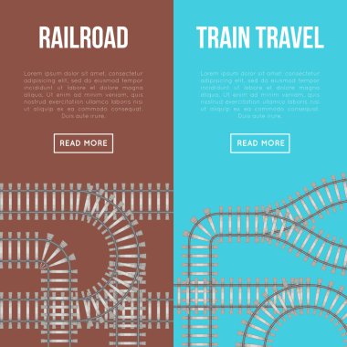 Demiryolu ve Tren Seyahat afişleri çok renkli arkaplanlı..
