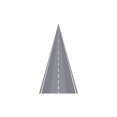 İşaret elementi olan düz bir otoyol. Perspektif izole edilmiş vektör illüstrasyonunda asfalt yol.