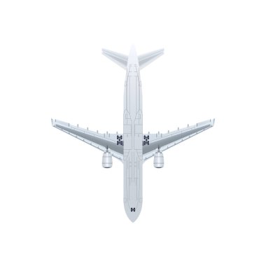 Alttaki jet uçağı izole edilmiş vektör simgesi. Yolcu uçağı, hava taşımacılığı, ticari havayolu vektör illüstrasyonu.