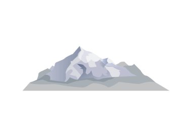 Alp Dağı ikonu izole edildi. Açık hava macerası, seyahat, turizm, kamp ve yürüyüş tasarım unsuru, doğa manzarası çizimi.