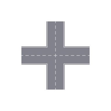 Kesişen yol şehir haritası bölümü. Otomatik trafik ögesi, otoyol inşa vektörü illüstrasyonu.