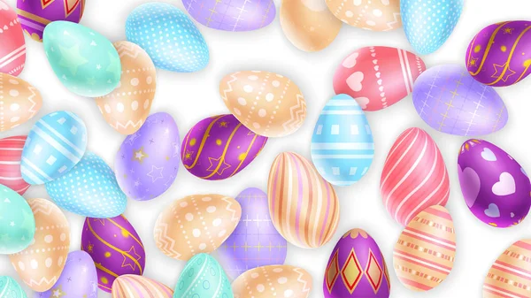 Ramo Majestuosos Huevos Pascua Decorados Con Varios Ornamentos Sobre Fondo — Vector de stock