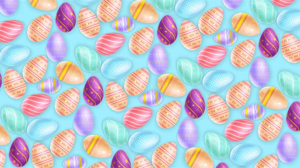 Composición Huevos Pascua Surtidos Con Varios Ornamentos Representados Sobre Fondo — Vector de stock