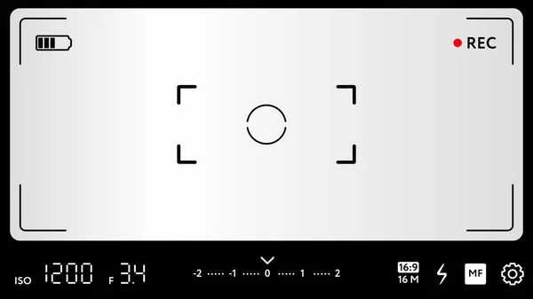 Écran Mise Point Caméra Vidéo Moderne Avec Exposition Zone Zoom — Image vectorielle