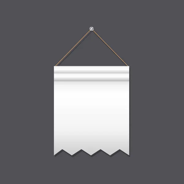 Белый Флаг Острым Концом Сером Фоне — стоковый вектор