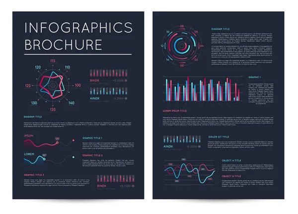 Obchodní Prezentace Šablona Různými Infografiky Hlubokém Modrém Stylu Abstraktní Vizualizace — Stockový vektor