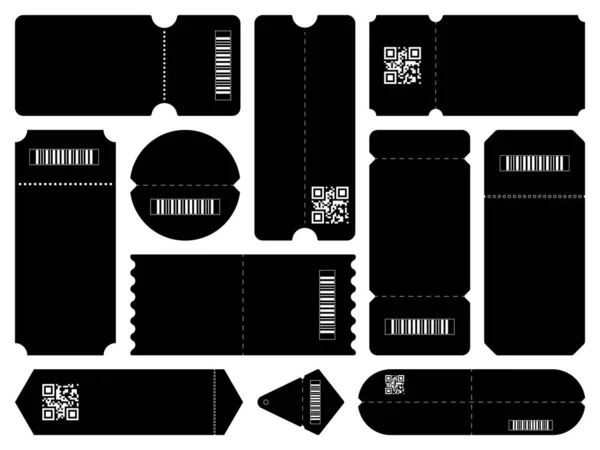 Conjunto Elegantes Boletos Negros Con Solo Códigos Barras Códigos Ellos — Archivo Imágenes Vectoriales