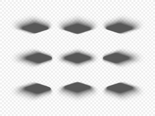 Eenvoudige Set Diamantvormige Figuren Met Zachte Schaduwen Verschillende Richtingen Samengesteld — Stockvector