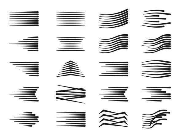 Colección Líneas Velocidad Con Varias Direcciones Formas Dispuestas Sobre Fondo — Archivo Imágenes Vectoriales