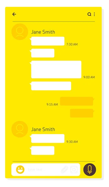 Design Interface Usuário Cor Amarela Para Mensageiro Conversa Moderna — Vetor de Stock