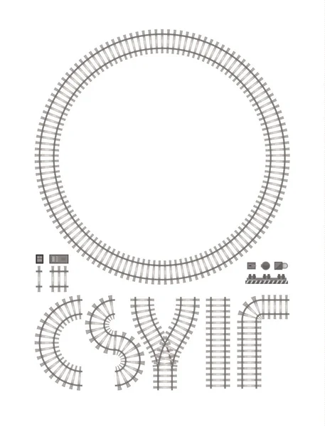 Imagen Vectorial Piezas Ferroviarias Para Tren Dispuestas Varias Formas Sobre — Archivo Imágenes Vectoriales