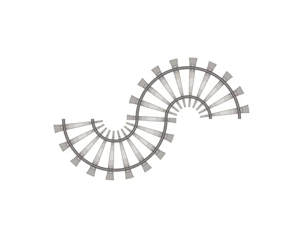 Plochý Vektor Zakřiveného Fragmentu Pro Výstavbu Železnice Izolované Bílém — Stockový vektor