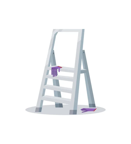 白色隔离紫色手套的金属梯子 — 图库矢量图片