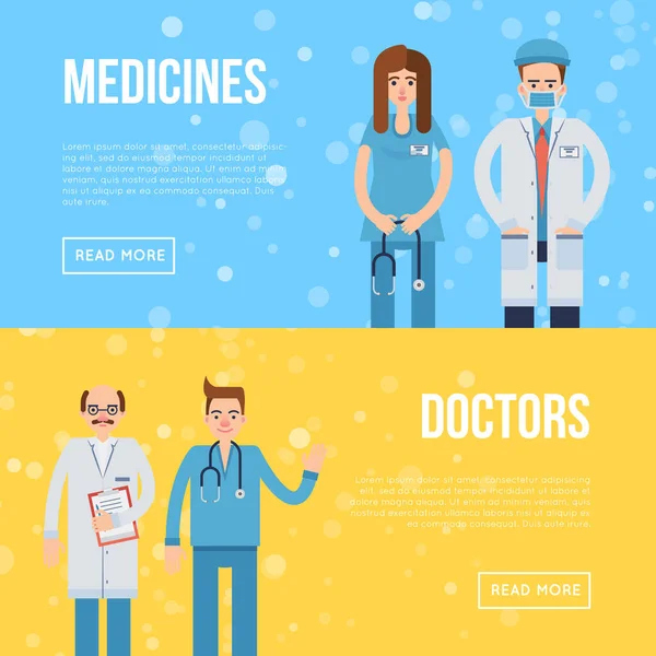 Colorful Webpage Design Telling Modern Medicines Doctors Employment — Stock Vector