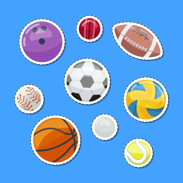 Conjunto Icónico Con Bolas Surtidas Para Juegos Deportivos Azul — Archivo Imágenes Vectoriales