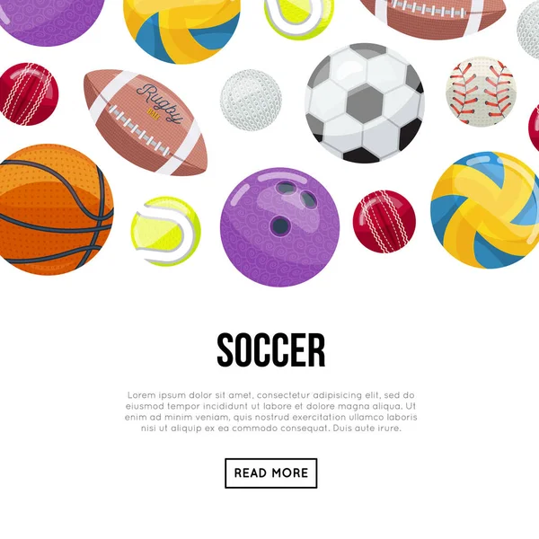 Layout Webpage Design White Background Information Soccer Arrangement Various Game — Stock Vector