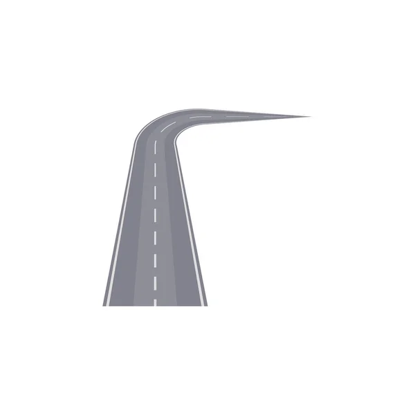 Autopista Girada Con Elementos Marcas Camino Asfalto Perspectiva Ilustración Vectorial — Vector de stock