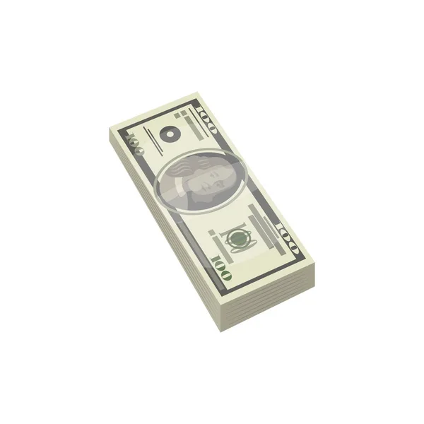 Bündel Von Geld Isoliert Isometrisches Symbol Geld Fan Zeichen Finanzieller — Stockvektor