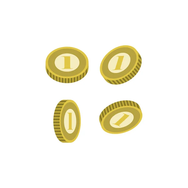 Varias Monedas Oro Aislado Icono Isométrico Signo Del Ventilador Del — Archivo Imágenes Vectoriales