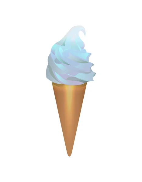 在白色背景图标上隔离的味道鲜美的冰淇淋锥 街头快餐 甜牛奶甜点矢量画图 扁平风格 — 图库矢量图片