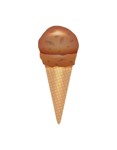 Cono Helado Chocolate Aislado Icono Fondo Blanco Calle Comida Rápida — Archivo Imágenes Vectoriales