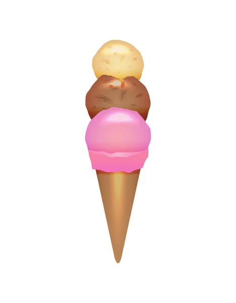 Cono Helado Chocolate Mora Aislado Icono Fondo Blanco Calle Comida — Archivo Imágenes Vectoriales