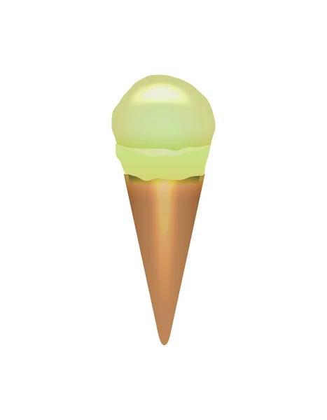 피스타치오 아이스크림 아이콘에 분리되어 패스트푸드 디저트 일러스트 스타일 — 스톡 벡터