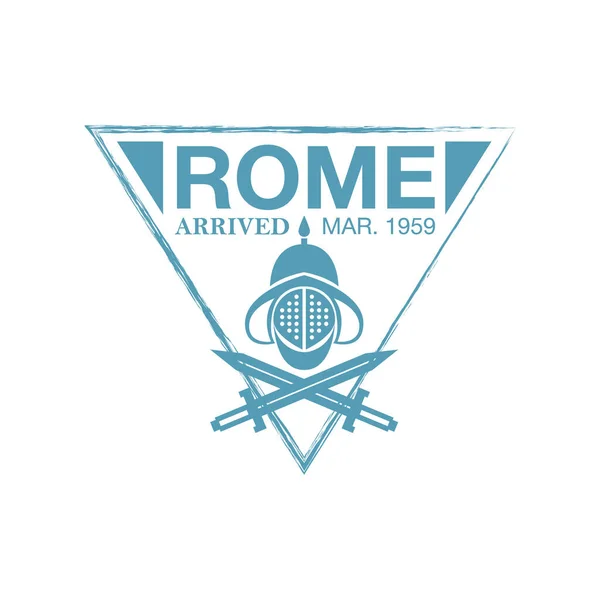 Rome Arrivée Encre Timbre Sur Passeport Signe Immigration Internationale Illustration — Image vectorielle