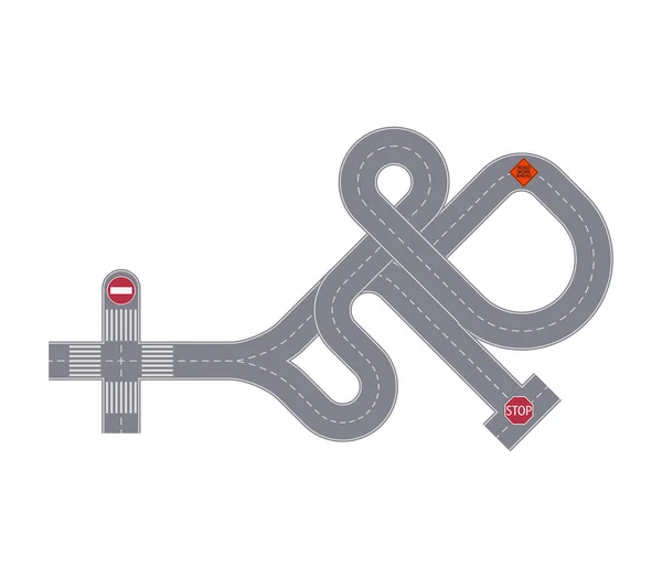 Trafikkorsning Isolerad Stad Gatukarta Segment Auto Trafikelement Motorvägskonstruktion Vektor Illustration — Stock vektor