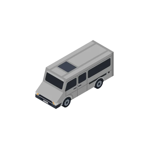 Élément Isométrique Minibus Urbain Icône Transport Automobile Illustration Vectorielle Icône — Image vectorielle