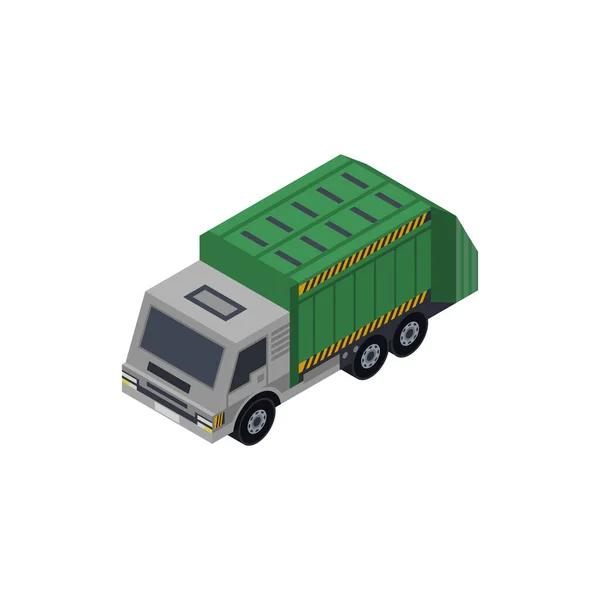 ゴミ収集車の等角3D要素 交通アイコン 都市と田舎の交通アイコンのベクトル図 — ストックベクタ