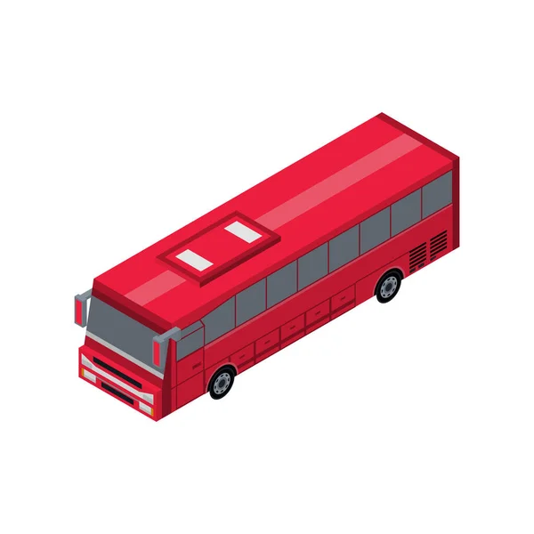 Passenger Red Bus Isometric Element Automobile Transportation Icon Urban Countryside — Stock Vector