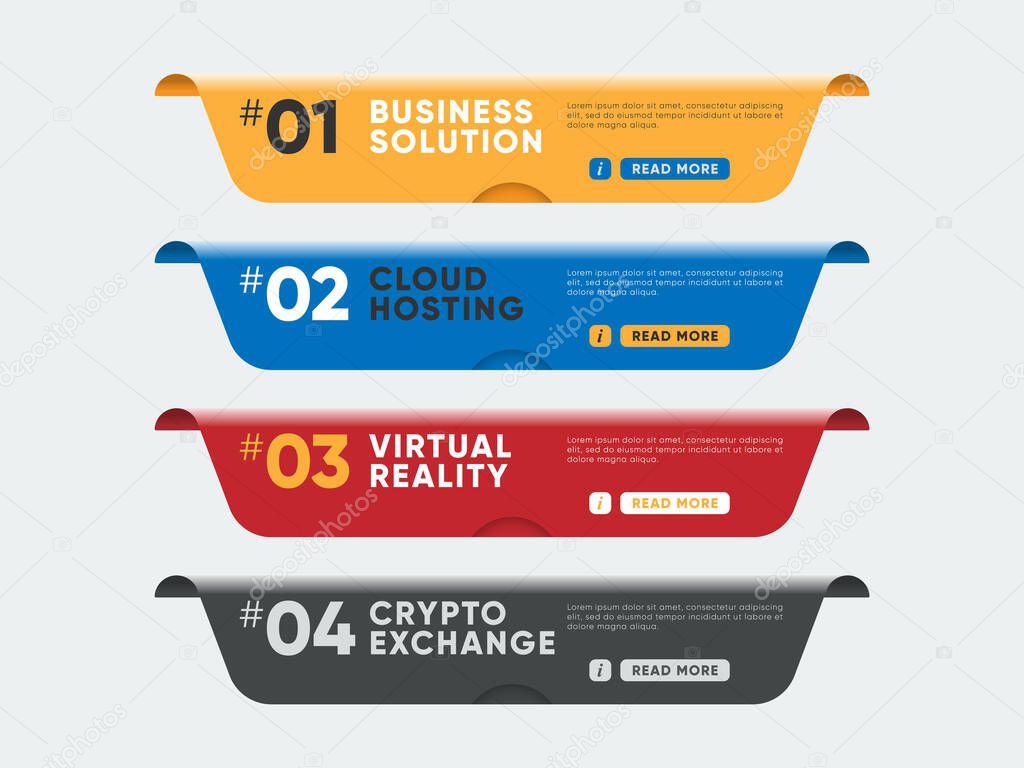 Set of bright banners with urgent modern topics for website