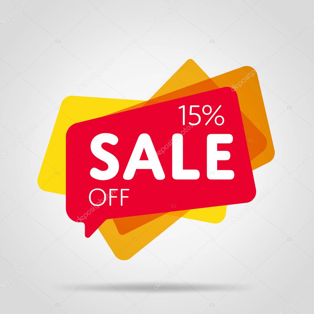 Special offer sale red tag isolated vector illustration. Discount offer price label, symbol for advertising campaign in retail, sale promo marketing, 15% off discount sticker, ad offer on shopping day