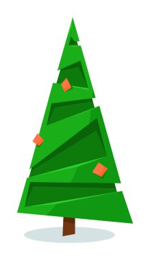 İzole edilmiş origami xmas ağacı