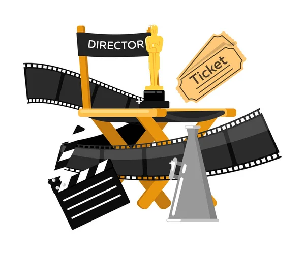 Производственный векторный фон киноиндустрии на белом — стоковый вектор