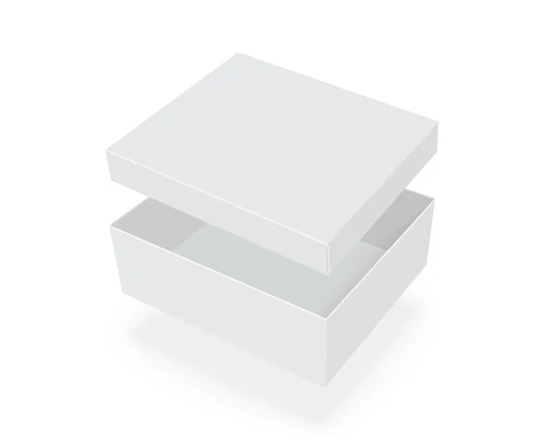 Белый Картонный Ящик Открыть Легко Изменить Цвета Макет Векторного Шаблона — стоковый вектор