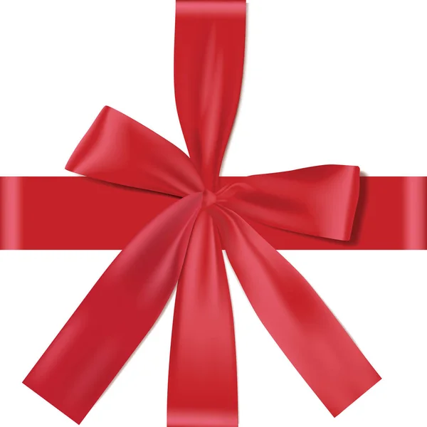 Arc Soie Rouge Clair Avec Ruban Décoration Pour Cadeau — Image vectorielle