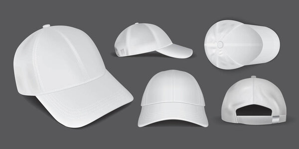 white caps from different sides on a black  background Vector