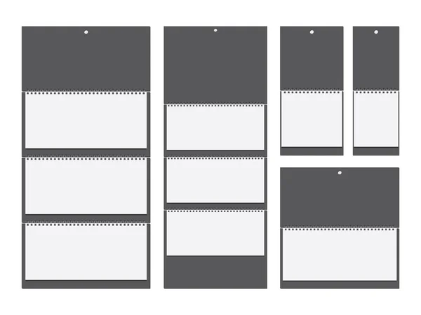 Kağıt Duvar Sarmal Takvim Mockup Vektör Şablonu — Stok Vektör